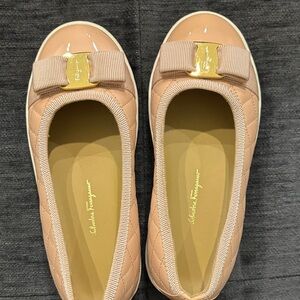 Salvatore Ferragamo Women's Nude Quilted Flats